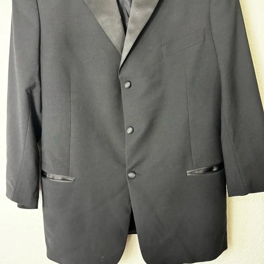 Jhane Barnes Black Satin Trim Blazer Men's Size 44 Long Tall